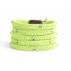 Bracciale donna corda verde foglia e Swarovski