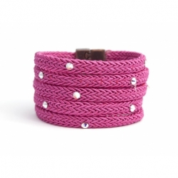 Bracciale donna corda fucsia e Swarovski