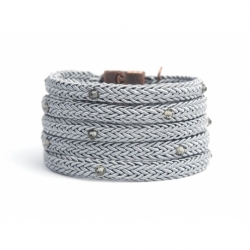 Grey Silk Rope Bracelet For Woman With Swarovski Strass