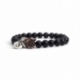 Onyx Bead Bracelet For Man With Swarovski Strass And Steel Round Tag Charm