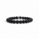 Onyx Bead Bracelet For Man With Swarovski Strass And Steel Round Tag Charm