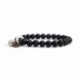 Onyx Bead Bracelet For Man With Swarovski Strass And Steel Round Tag Charm