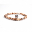 Picture Jasper Bead Bracelet For Man With Swarovski Strass And Steel Round Tag Charm