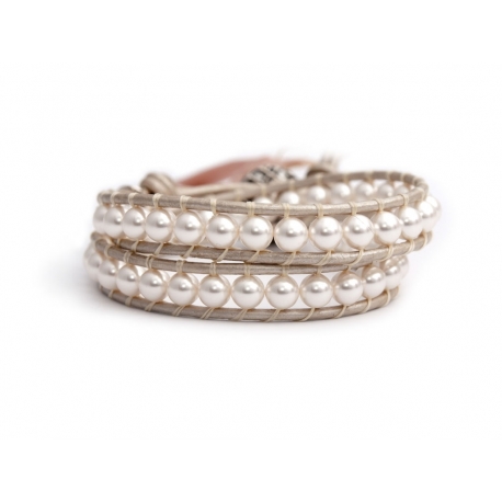 Bracciale donna perle Swarovski cream 2 giri