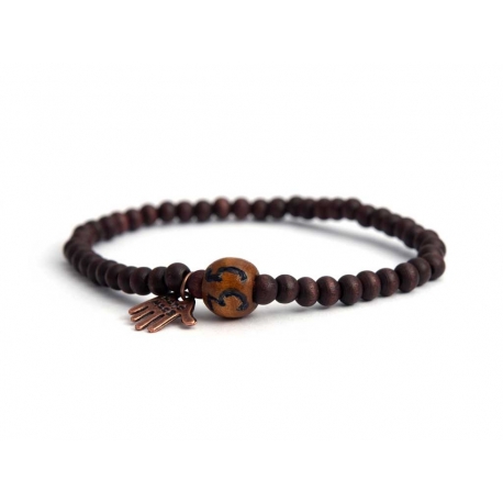 Custom Brown Wood Beads Bracelet With Number