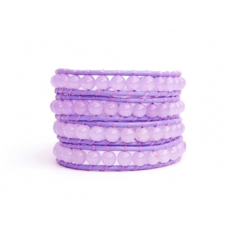 Bracciale donna giada lavanda su cuoio