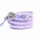 Lavender Wrap Bracelet For Woman - Precious Stones Onto Lavender Leather