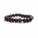 Dark Brown Wood Big Beads Bracelet With Skull