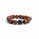 Light Brown Wood Big Beads Bracelet For Woman With Skull