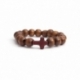 Light Brown Wood Big Beads Bracelet With Brown Cross