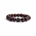 Dark Brown Wood Bead Bracelet With Skull