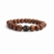 Light Brown Wood Big Beads Bracelet For Man With Skull