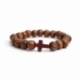 Light Brown Wood Big Beads Bracelet With Brown Cross