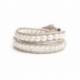 White Swarovski Pearls And Crystals Wrap Bracelet For Woman. White Beads Onto Pearl Leather