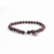 Mahogany Obsidian Bead Bracelet For Man With Swarovski Strass And Steel Round Tag Charm