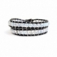 Wrap Bracelet For Woman - Precious Stones Onto Black Leather