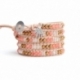 Mix Colored Wrap Bracelet For Woman - Precious Stones Onto Pink Leather