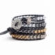 Mix Colored Wrap Bracelet For Woman - Precious Stones Onto Beige Leather