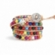 Mix Colored Wrap Bracelet For Woman - Precious Stones Onto Natural Light Leather