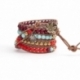 Mix Colored Wrap Bracelet For Woman - Precious Stones Onto White Leather