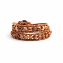 Brown Wrap Bracelet For Woman - Precious Stones Onto Mallow Leather