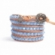 Blue Wrap Bracelet For Woman - Crystals Onto Pearl Leather