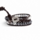 Black Wrap Bracelet For Woman - Precious Stones Onto Natural Light Leather