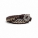 White Wrap Bracelet For Woman - Precious Stones Onto Dark Brown Leather