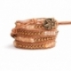 Mix Colored Wrap Bracelet For Woman - Precious Stones Onto Hazelnut Leather