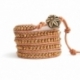 Gold Wrap Bracelet For Woman - Precious Stones Onto Natural Leather