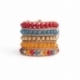 Mix Colored Wrap Bracelet For Woman - Precious Stones Onto Natural Light Leather