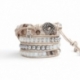 Mix Colored Wrap Bracelet For Woman - Precious Stones Onto Natural Light Leather