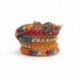 Mix Colored Wrap Bracelet For Woman - Precious Stones Onto Natural Light Leather
