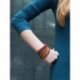 Mix Colored Wrap Bracelet For Woman - Precious Stones Onto Natural Light Leather