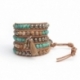 Mix Colored Wrap Bracelet For Woman - Precious Stones Onto Natural Dark Leather