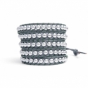 Grey Wrap Bracelet For Woman - Precious Stones Onto Grey Mouse Leather