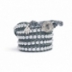 Grey Wrap Bracelet For Woman - Precious Stones Onto Grey Mouse Leather