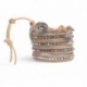 Grey Wrap Bracelet For Woman - Precious Stones Onto Natural Dark Leather