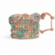 Turquoise And Jasper Stone Beaded Wrap Bracelet For Women. Precious Stone Onto Natural Leather