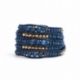 Blue Wrap Bracelet For Woman - Precious Stones Onto Black Leather