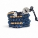 Blue Wrap Bracelet For Woman - Precious Stones Onto Black Leather