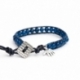 Dark blue Wrap Bracelet For Man. Dark Angelite Onto Black Leather