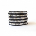 Fleagnt And Polished Swarovski Crystals Ab Wrap Bracelet For Woman. Cryspals Onto Black Leater