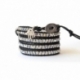 Fleagnt And Polished Swarovski Crystals Ab Wrap Bracelet For Woman. Cryspals Onto Black Leater