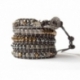 Mix Colored Wrap Bracelet For Woman - Precious Stones Onto Dark Brown Leather
