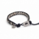 Jasper Dalmation Wrap Bracelet For Man. Jasper Dalmation Onto Black Leather