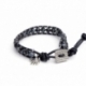 Snowflake Obsidian Wrap Bracelet For Man. Snowflake Obsidianonto Black Leather