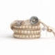 Green Wrap Bracelet For Woman - Precious Stones Onto Pearl Leather