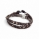 Double Wrap. Brown Mop Wrap Bracelet For Man. Brown Mop Onto Dark Brown Leather With Light Brown Thread