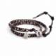 Double Wrap. Brown Mop Wrap Bracelet For Man. Brown Mop Onto Dark Brown Leather With Light Brown Thread